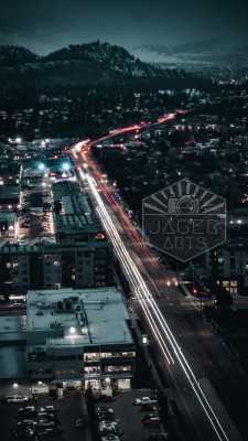 Travel and Architecture - Kelowna BC Canada Long Exposure at Night